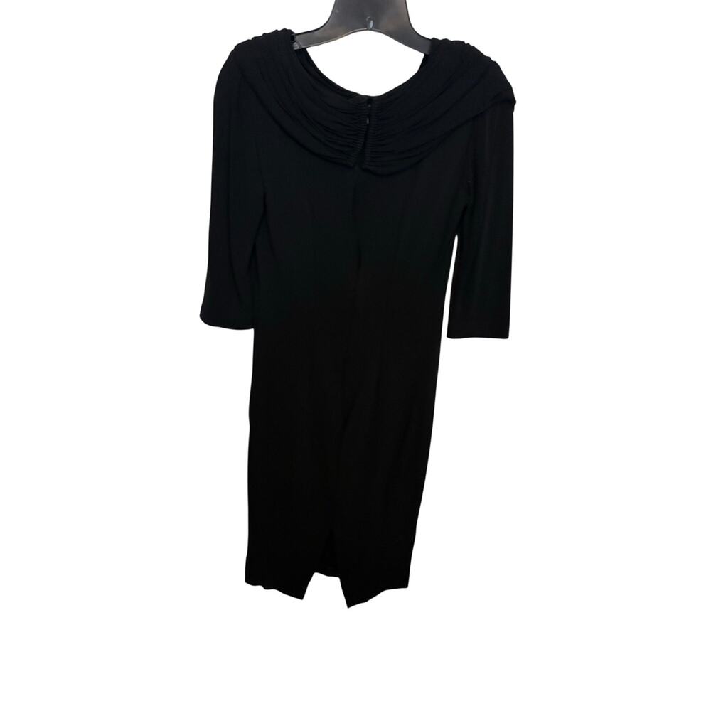 Zelda Black Draped Sheath Dress Women's 2 Made USA Cocktail Evening Elegant - Picture 5 of 6